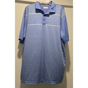 Ben Hogan Men's XL Blue Striped Short Sleeve Golf Polo Shirt